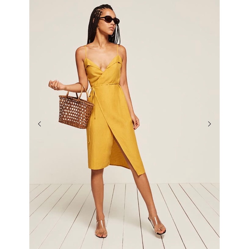 SOLD Reformation Linen Cruze Wrap Dress XS